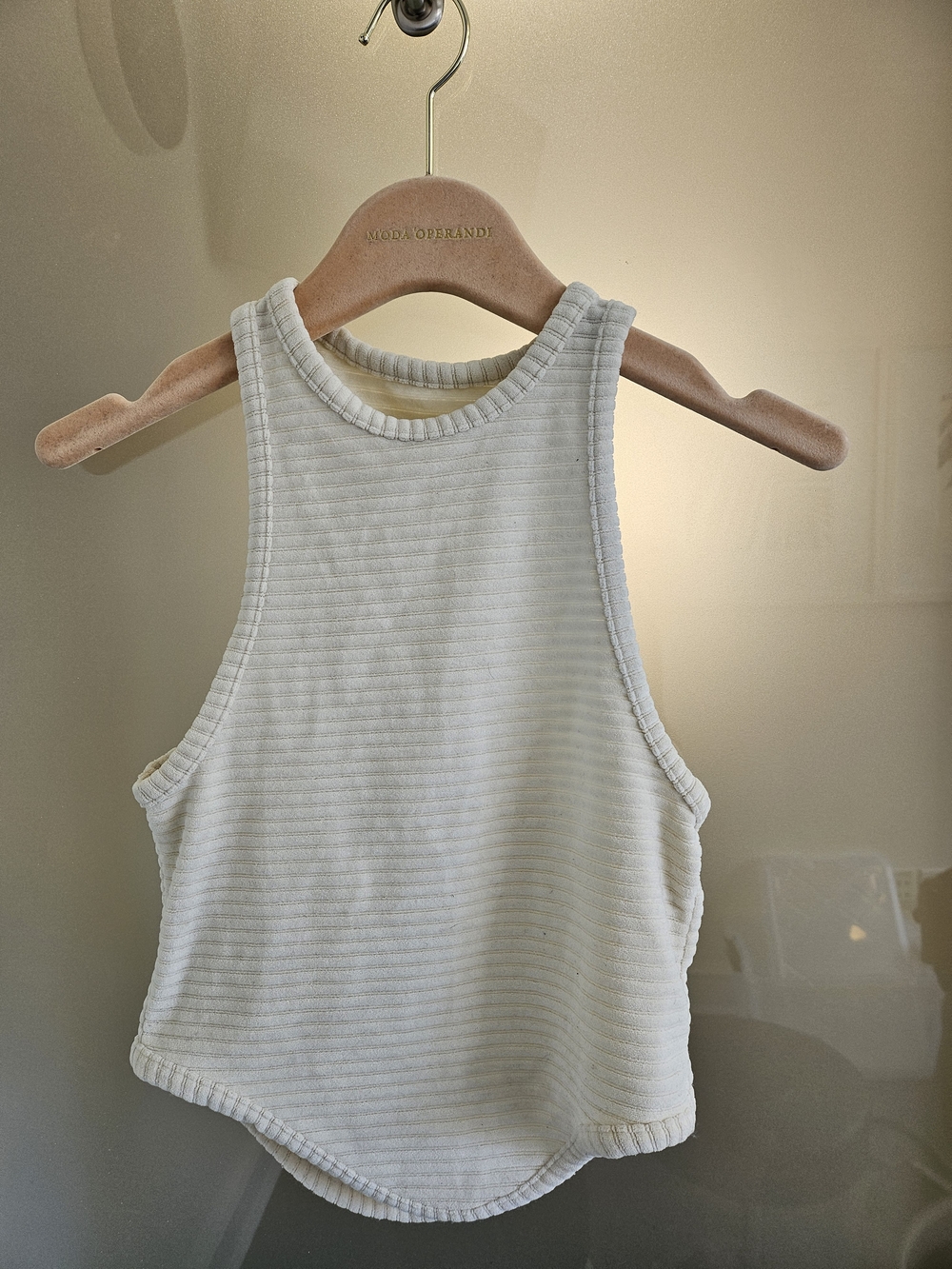 Women’s Ribbed Racerback Tank Top - Cream - Picture 2 of 5